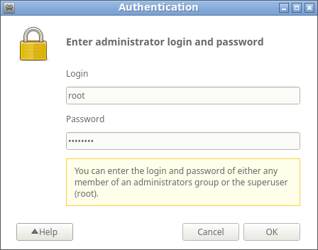 Figure 35. Authentication window