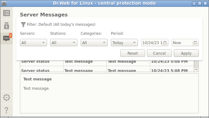 Figure 34. Message filter pane