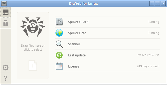 Figure 5. Dr.Web Security Space graphical management interface