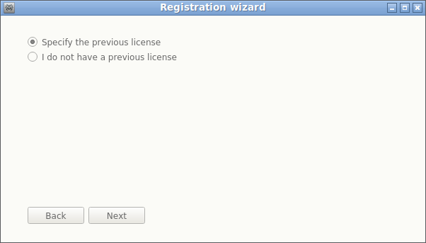 Figure 24. Prompting to specify a previous license