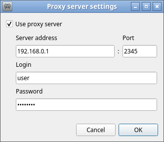 Figure 37. Proxy server settings