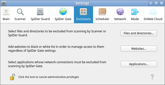 Figure 43. Configuring exclusions