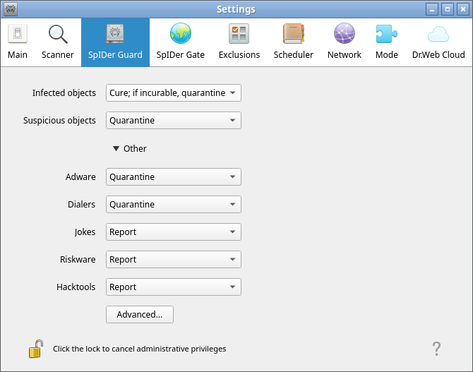Figure 40. File system monitoring settings